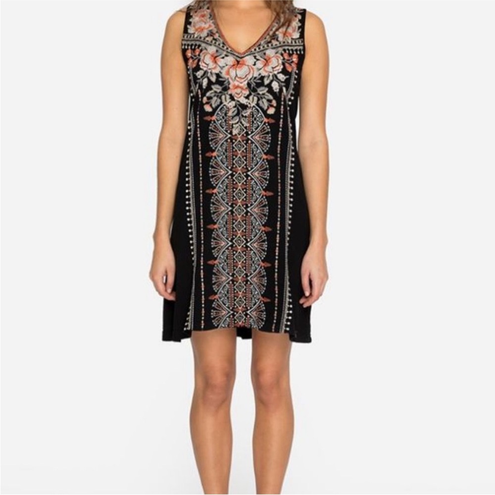 Johnny Was Calida Yoke Tank Tunic Dress in black